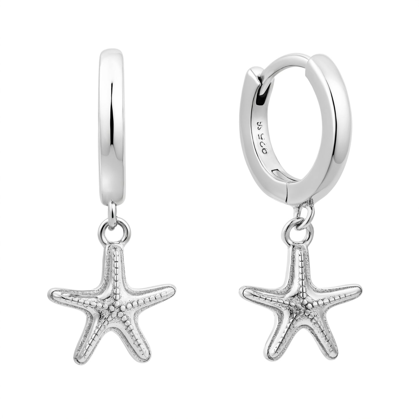 silver star fish earrings