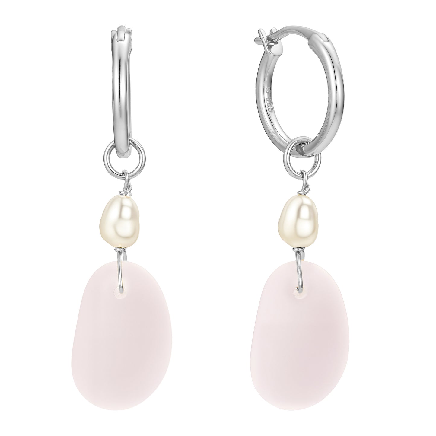 Pink Sea Glass Hoops