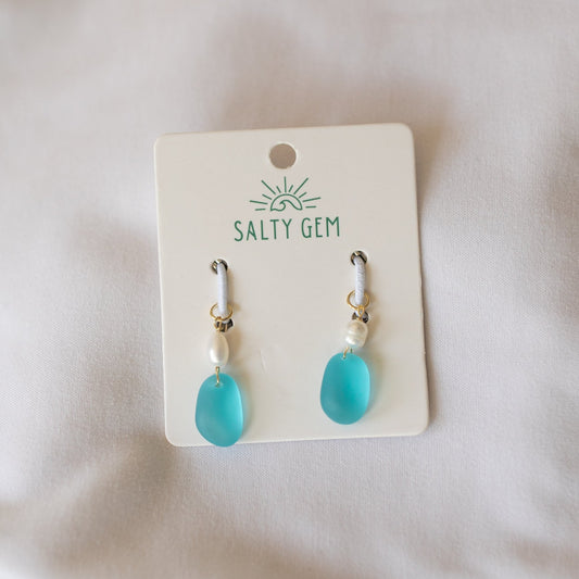 blue seaglass earrings jewelry
