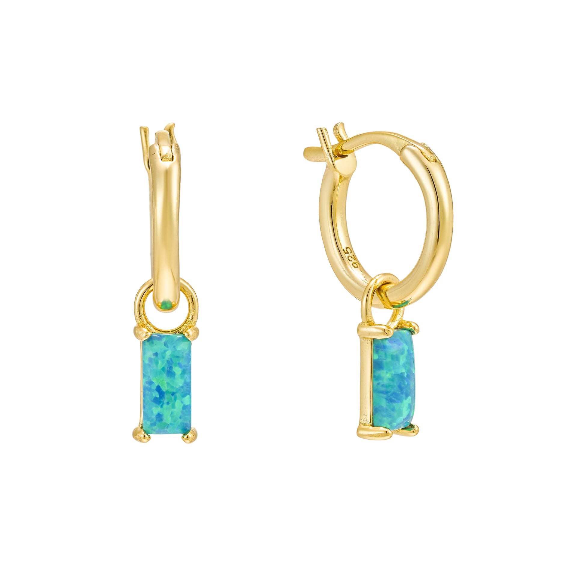 Blue Lagoon Opal Hoops – The Salty Gem - Main Image