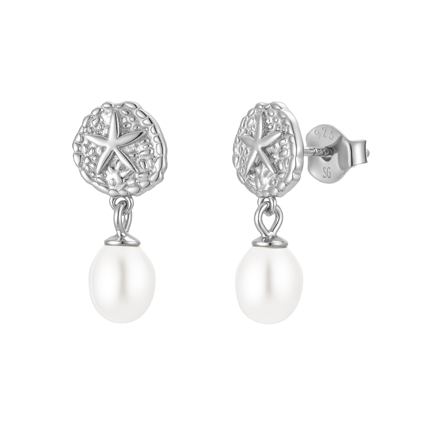 sand dollar pearl earrings