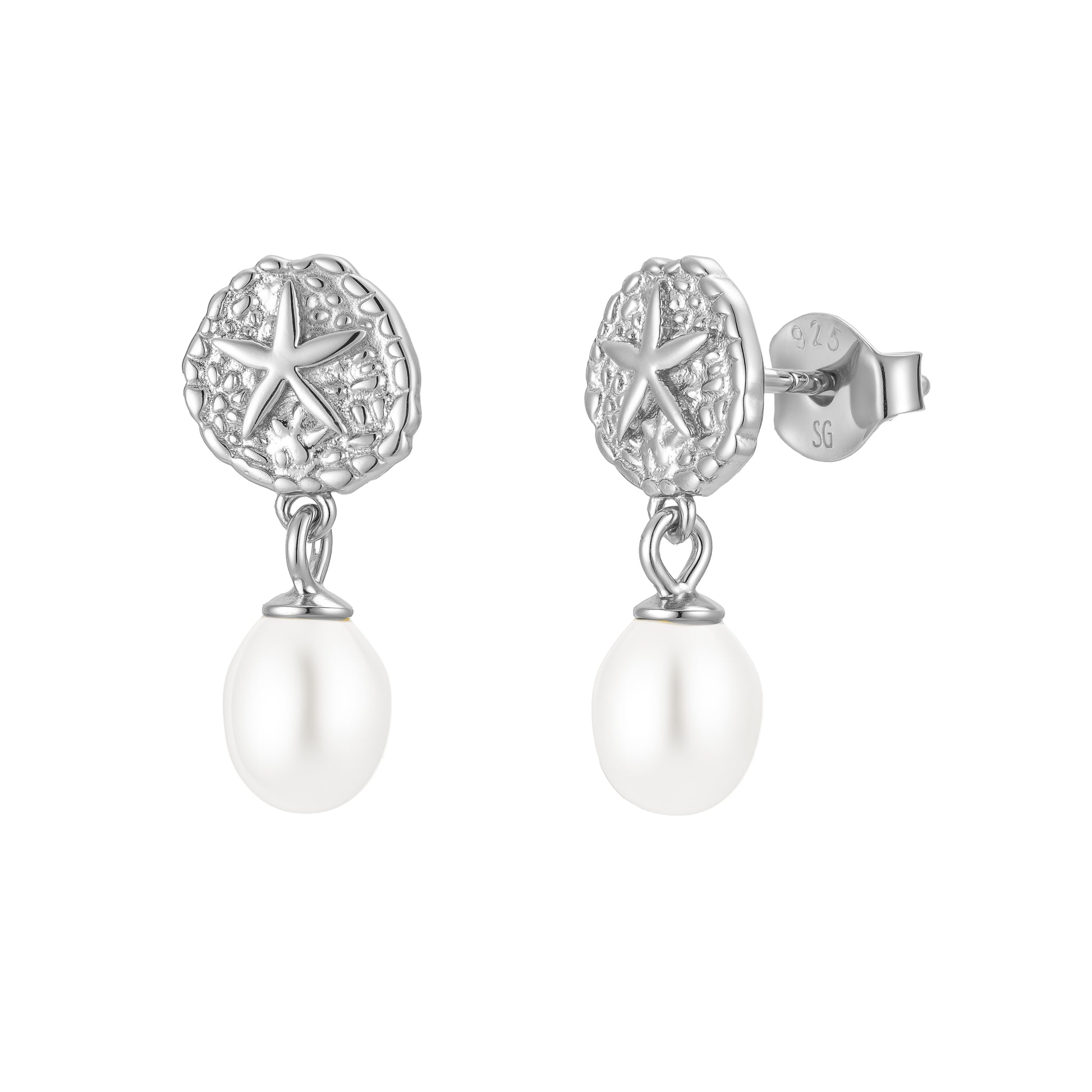 sand dollar pearl earrings