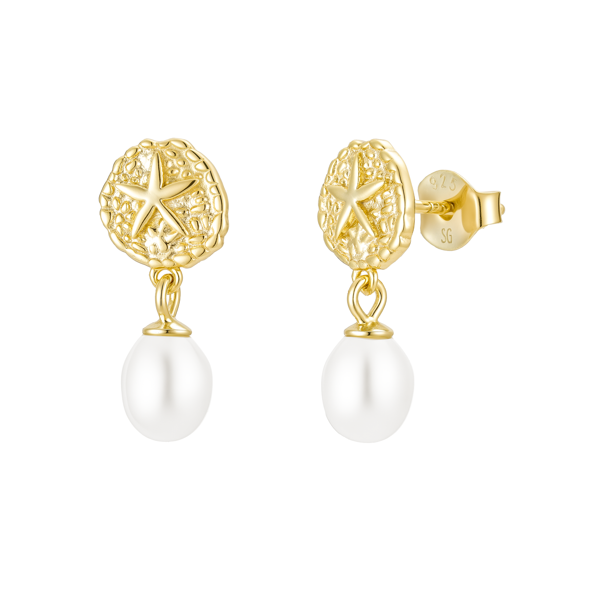 sand dollar pearl earrings