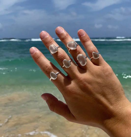 sea glass ring summer jewelry silver beach