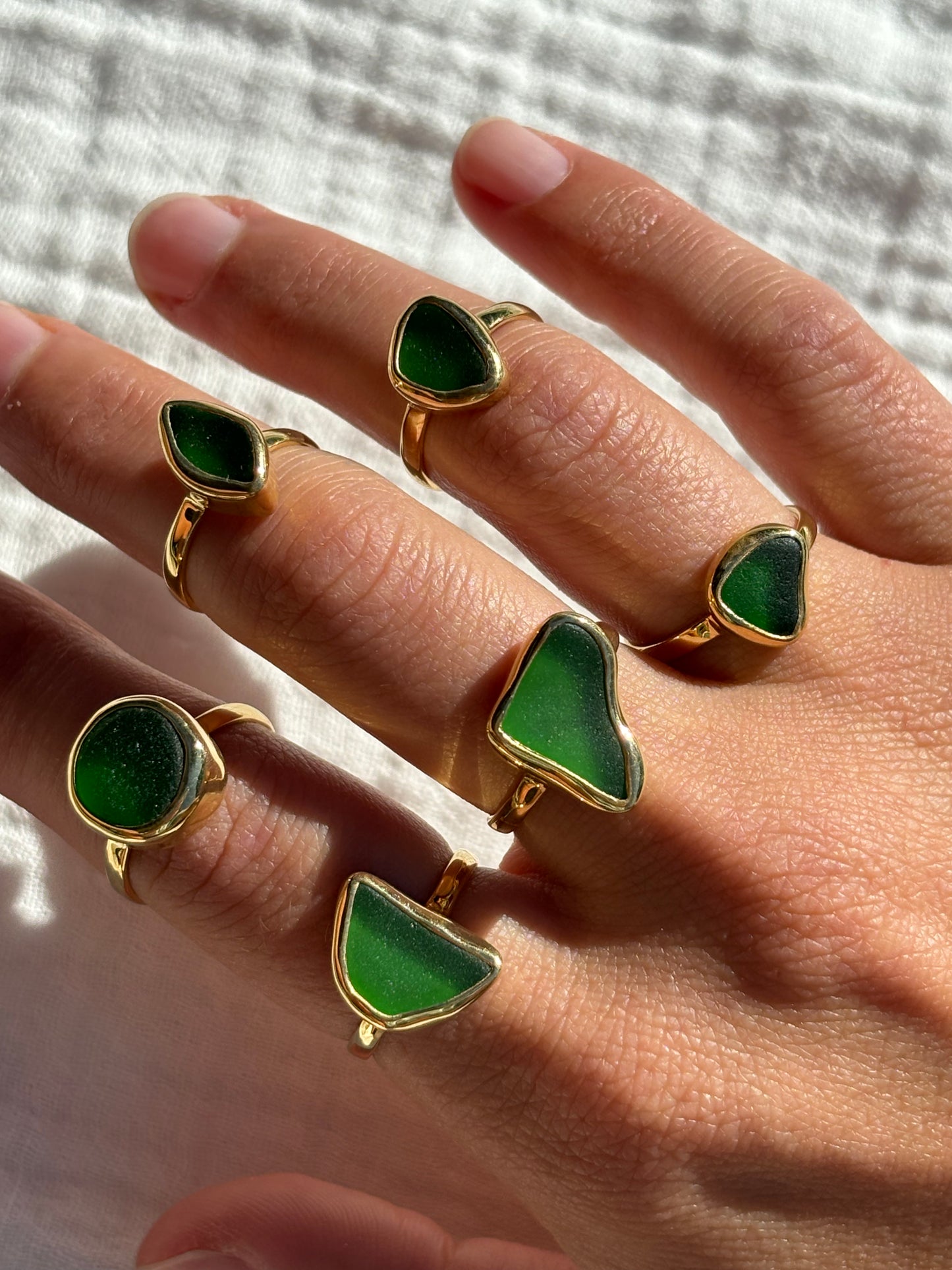Green Sea Glass Ring (Handmade)