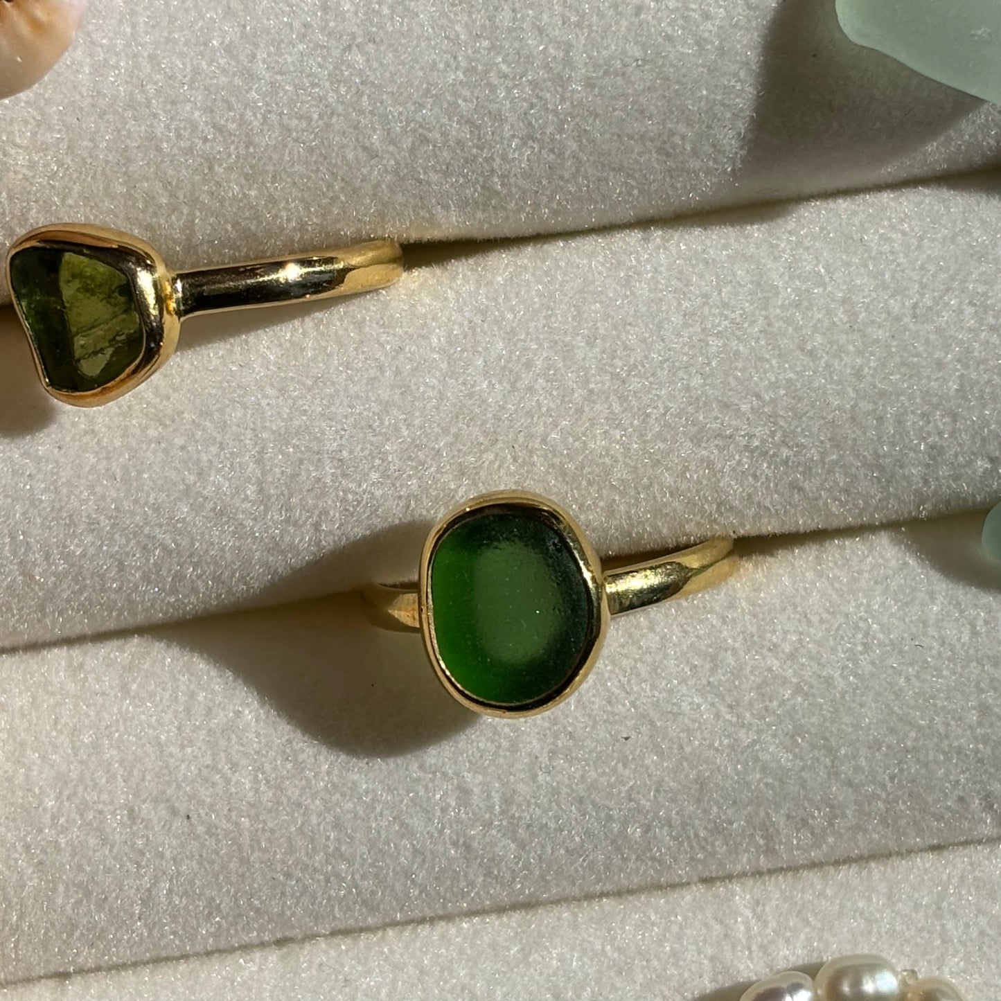 Green Sea Glass Ring (Handmade)