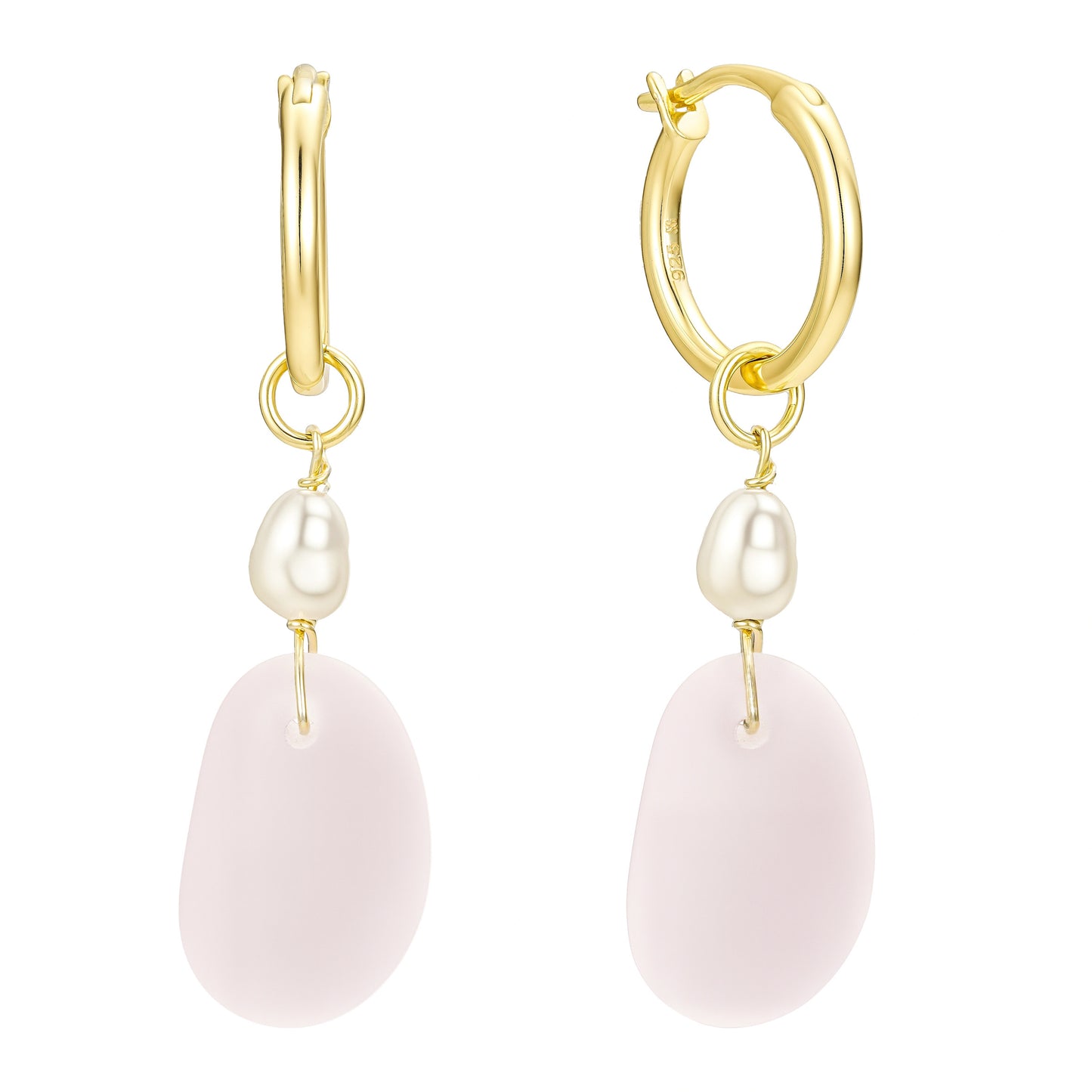 Pink Sea Glass Hoops