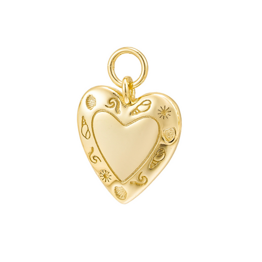 shell engraved heart charm for earrings