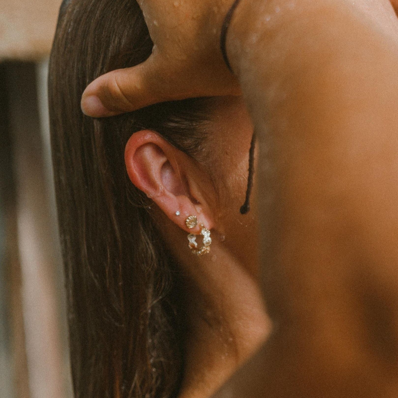 engraved flower hoops earrings