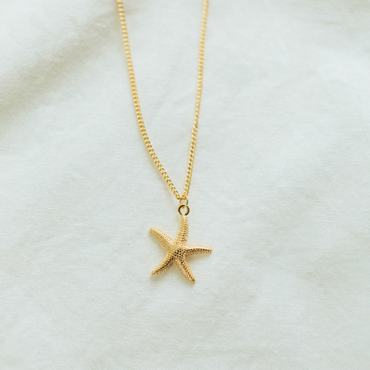 starfish gold necklace beach jewelry