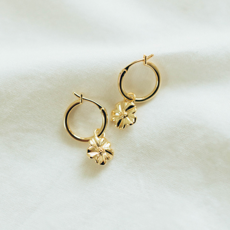 flower gold earrings beach jewelry