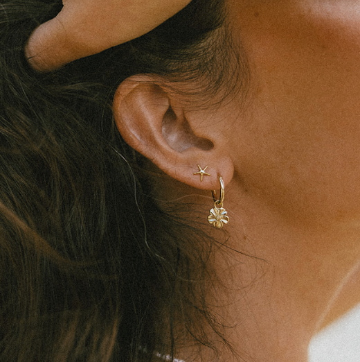 flower gold earrings beach jewelry