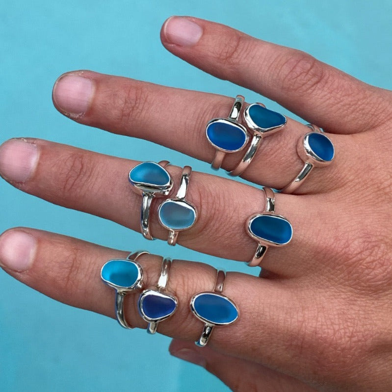 Blue hot sale glass ring