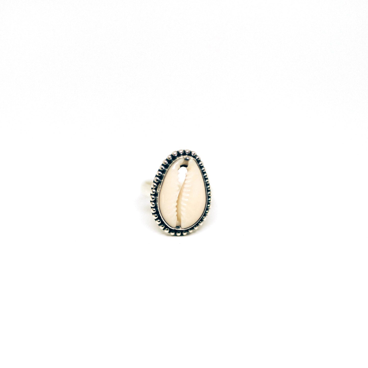 Beaded Cowrie Shell Ring (Handmade)